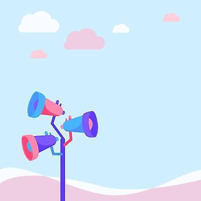 EPS 해외이미지 하늘색 곡선 일러스트 사람없음 확성기 외침 알림 카피스페이스 해외일러스트 선 파란색 소리 공백 파일형식 벡터 이미지허브