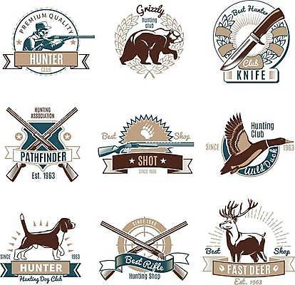 EPS 해외이미지 남자 일러스트 곰 조류 사슴 한명 상반신 성인 세트 라벨 총 빈티지 사냥 사냥개 조준 사냥꾼 잭나이프 총쏘기 성인남자한명만 해외일러스트 동물 직업 1 무기 컨셉 포유류 모션 프레임 사람 칼 개 남자한명만 성인남자만 파일형식 벡터 이미지허브