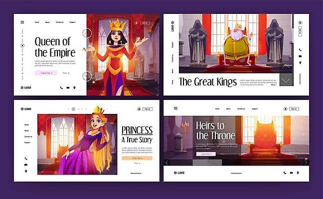 EPS 해외이미지 캐릭터 배너 드레스 백그라운드 의자 일러스트 동화 왕관 요정 이야기 내부 빨간색 조각상 유행 궁전 방 수확 깃발 중세 역사 황금 고급 왕 만화 안락의자 페이지 여왕 귀족 왕국 제국 착륙 해외일러스트 일러캐릭터 옷 컬러 가구 컨셉 고건축 농업 조형물 파일형식 벡터 이미지허브