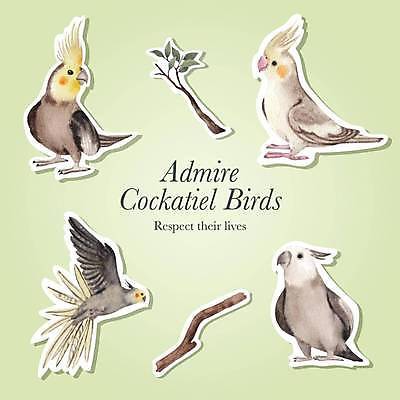 EPS 해외이미지 스티커 여러마리 일러스트 조류 나뭇잎 사람없음 성장 나뭇가지 비행 엘리먼트 왕관앵무새 해외일러스트 나무 동물 다수 잎 앵무새 파일형식 벡터 이미지허브