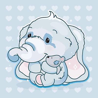 EPS 해외이미지 인형 하늘색 일러스트 안기 사람없음 귀여움 회색 만화 코끼리캐릭터 해외일러스트 컬러 동물캐릭터 컨셉 모션 코끼리 파란색 파일형식 벡터 이미지허브
