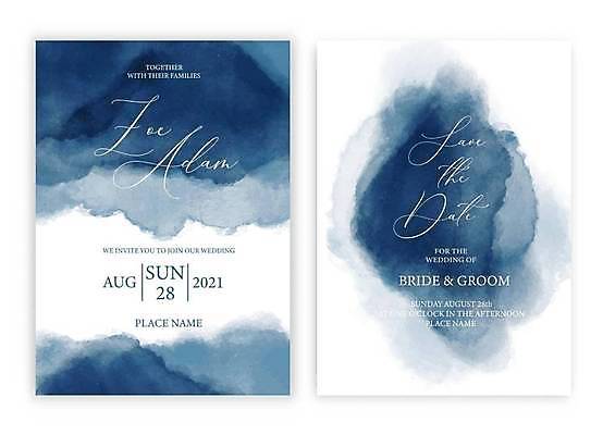 EPS 해외이미지 결혼 일러스트 프레임 사람없음 파란색 세트 축하 분위기 번짐 감성 카피스페이스 해외일러스트 컬러 컨셉 이벤트 공백 파일형식 벡터 효과 이미지허브