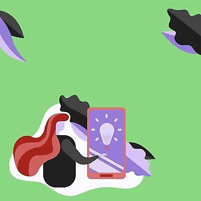 EPS 해외이미지 여자 백그라운드 일러스트 비즈니스 전구 아이디어 한명 상반신 성인 초록색 스마트폰 풀잎 성인여자한명만 카피스페이스 해외일러스트 1 컬러 컨셉 잎 사람 핸드폰 스마트기기 공백 풀_식물 여자한명만 성인여자만 파일형식 벡터 이미지허브