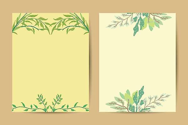 EPS 해외이미지 백그라운드 일러스트 사람없음 세트 노란색 풀잎 카피스페이스 해외일러스트 컬러 잎 공백 풀_식물 파일형식 벡터 이미지허브