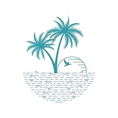 EPS 해외이미지 물결 바다 라인일러스트 일러스트 조류 사람없음 여름 야자수 태양 심볼 라인아트 해외일러스트 자연요소 나무 동물 계절 선 파일형식 벡터 이미지허브