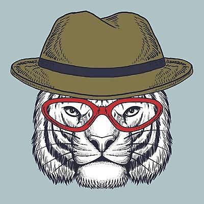 EPS 해외이미지 안경 일러스트 사람없음 호랑이 심볼 안경낌 해외일러스트 잡화 포유류 파일형식 벡터 이미지허브