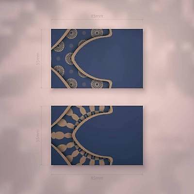 EPS 해외이미지 디자인 백그라운드 패턴 일러스트 명함 사람없음 파란색 세트 금색 고급 만다라 목업 해외일러스트 컬러 컨셉 무늬 파일형식 벡터 이미지허브