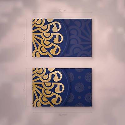 EPS 해외이미지 디자인 백그라운드 패턴 일러스트 명함 사람없음 파란색 세트 금색 고급 만다라 목업 해외일러스트 카드프레임 컬러 컨셉 무늬 프레임 파일형식 벡터 이미지허브