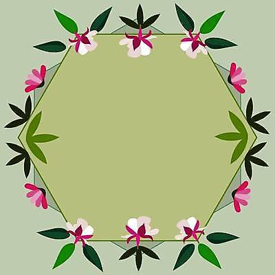 EPS 해외이미지 꽃 잎 일러스트 사람없음 연두색 육각형 꽃프레임 해외일러스트 도형 식물 프레임 초록색 파일형식 벡터 이미지허브