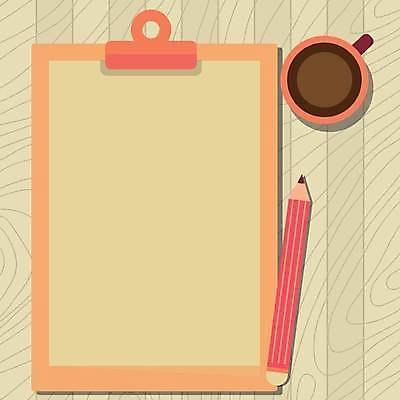 EPS 해외이미지 커피 백그라운드 일러스트 프레임 사람없음 연필 서류판 카피스페이스 해외일러스트 음료 학용품 필기구 사무용품 공백 파일형식 벡터 이미지허브