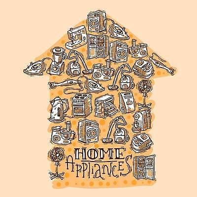 EPS 해외이미지 일러스트 사람없음 기계 가전제품 선풍기 전자레인지 오븐 믹서 청소기 세탁기 엘리먼트 전기포트 집모양 소형가전제품 해외일러스트 모양 전자제품 레인지 청소도구 파일형식 벡터 이미지허브