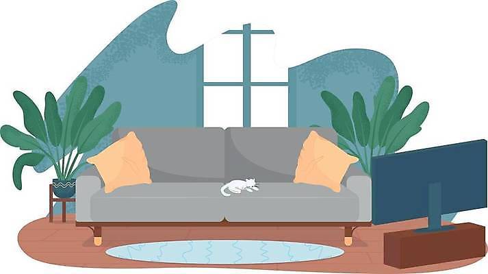 EPS 해외이미지 화분 가구 일러스트 사람없음 반려동물 소파 텔레비전 고양이 해외일러스트 동물 생활용품 의자 포유류 전자제품 파일형식 벡터 이미지허브