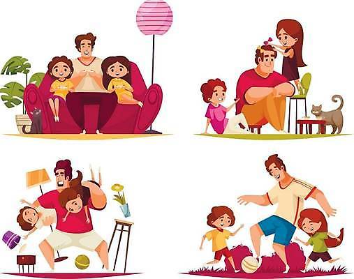 EPS 해외이미지 전신 여자 남자 딸 화분 아들 어린이 두마리 의자 일러스트 공 가족 서기 앉기 소년 여러명 성인 세트 소파 축구 고양이 육아 아빠 웅크림 놀기 들어올리기 육아대디 해외일러스트 가구 다수 2 포유류 관계 모션 사람 반려동물 구기 파일형식 벡터 이미지허브