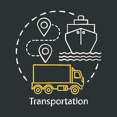 EPS 해외이미지 점선 일러스트 검은배경 사람없음 트럭 화물선 배송 분필 위치 물류 유통 해외일러스트 선 백그라운드 배_교통 자동차 검은색 초크 파일형식 벡터 이미지허브