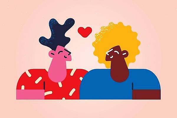 EPS 해외이미지 라이프스타일 커플 여자 남자 행복 컨셉 일러스트 상반신 성인 두명 성인만 해외일러스트 감정 관계 사람 생활 파일형식 벡터 이미지허브