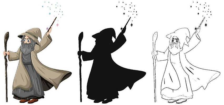 EPS 해외이미지 클립아트 캐릭터 실루엣 일러스트 장난 상상 동화 그림자 그래픽 컬러풀 검은색 어둠 할로윈 마법사 기구 공구 대접 가운 무서움 만화 그림 마녀 신화 공상 마법 고체 가상 해외일러스트 일러캐릭터 옷 감정 컬러 촬영기법 도구 파일형식 벡터이미지허브 