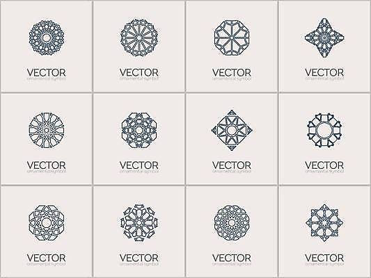 EPS 해외이미지 디자인 일러스트 추상 사람없음 세트 오리엔탈 심볼 만다라 해외일러스트 무늬 파일형식 벡터 이미지허브