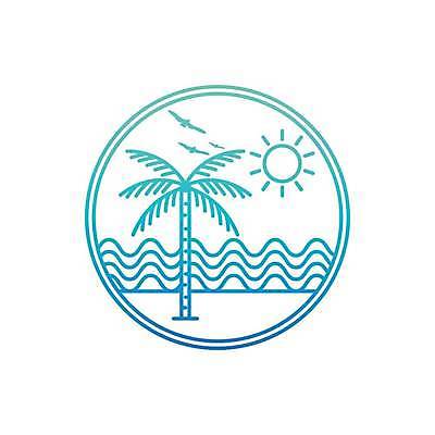 EPS 해외이미지 물결 바다 라인일러스트 일러스트 사람없음 여름 파란색 야자수 태양 원형 심볼 라인아트 해외일러스트 자연요소 도형 나무 계절 선 컬러 파일형식 벡터 이미지허브