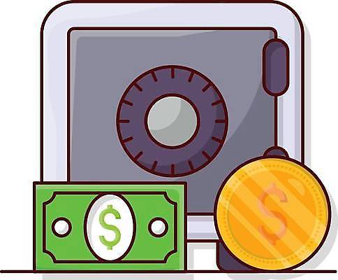 EPS 해외이미지 지폐 돈 일러스트 사람없음 동전 보호 금고 해외일러스트 컨셉 재산 파일형식 벡터 이미지허브