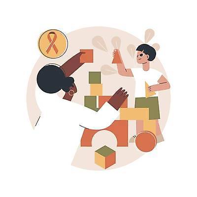 EPS 해외이미지 전신 라이프스타일 여자 남자 리본 어린이 일러스트 가족 들기 소년 상반신 성인 두명 치료 블록 블록쌓기 자폐증 세계자폐인의날 해외일러스트 기념일 의학 관계 모션 사람 생활 쌓기 장애 정신질환 파일형식 벡터 이미지허브