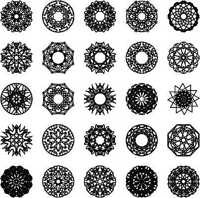 EPS 해외이미지 디자인 일러스트 추상 사람없음 세트 오리엔탈 심볼 만다라 해외일러스트 무늬 파일형식 벡터 이미지허브