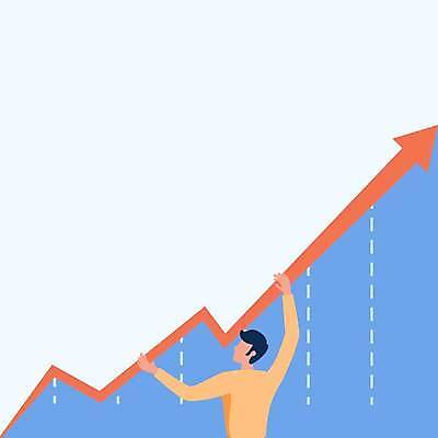 EPS 해외이미지 남자 화살표 백그라운드 일러스트 비즈니스 아이디어 한명 상반신 성인 파란색 잡기 상승 성인남자한명만 카피스페이스 해외일러스트 1 컬러 컨셉 모션 사람 공백 남자한명만 성인남자만 파일형식 벡터 이미지허브