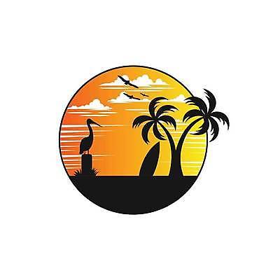 EPS 해외이미지 디자인 바다 일러스트 조류 사람없음 야자수 태양 서핑보드 원형 플라밍고 심볼 해외일러스트 자연요소 도형 나무 동물 보드_스포츠 파일형식 벡터 이미지허브