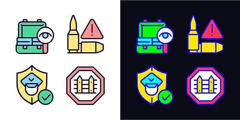 EPS 해외이미지 클립아트 디자인 선 컨셉 일러스트 교통시설 미술 안전 빛 세트 픽토그램 검은색 웹 어둠 시험 흰색 플랫 보호 야간 만화 심볼 무역 보안 윤곽 네온 팩 고립 수입 수하물 얇은 엘리먼트 장교 제어 테마 활자 방식 세관 국경 해외일러스트 자연요소 교육 산업 컬러 교통 인터넷 문화예술 화장품 시설 활자판 파일형식 벡터 관세청 뷰티 인쇄판 인쇄 이미지허브