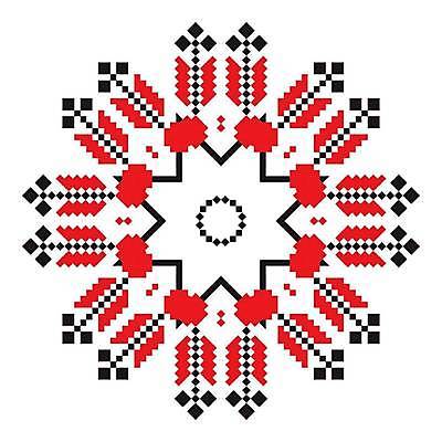 EPS 해외이미지 전통 디자인 일러스트 추상 사람없음 빨간색 눈송이 자수 만다라 해외일러스트 컬러 무늬 눈_날씨 파일형식 벡터 이미지허브