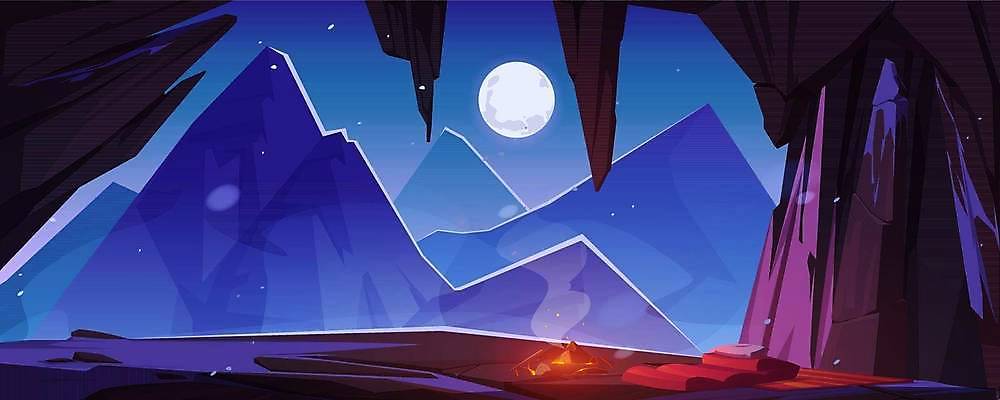 EPS 해외이미지 여행 백그라운드 가방 일러스트 자연 하늘 산 실내 풍경 야외 빛 여행객 계곡 어둠 새벽 캠핑 달 바위 잠 터널 동굴 야간 모닥불 만화 가득함 장면 공상 지하 내추럴 깊이 종유석 해외일러스트 자연요소 잡화 길 불 레저 사람 내부 돌_바위 생태계 파일형식 벡터 이미지허브