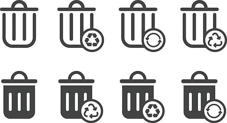 EPS 해외이미지 화살표 일러스트 사람없음 세트 픽토그램 검은색 쓰레기통 쓰레기 분리수거 분리수거함 재활용표시 해외일러스트 컬러 표시 재활용 수거함 파일형식 벡터 이미지허브