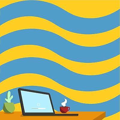 EPS 해외이미지 화분 커피 백그라운드 일러스트 선인장 프레임 사람없음 노트북 카피스페이스 해외일러스트 식물 음료 전자제품 공백 파일형식 벡터 이미지허브