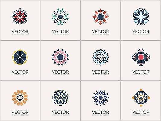 EPS 해외이미지 디자인 일러스트 추상 사람없음 세트 오리엔탈 심볼 만다라 해외일러스트 무늬 파일형식 벡터 이미지허브
