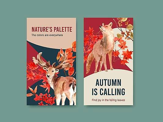 EPS 해외이미지 열매 단풍 낙엽 두마리 일러스트 사슴 사람없음 빨간색 세트 나뭇가지 여우 소셜네트워크 소셜미디어 해외일러스트 나무 식물 컬러 잎 2 포유류 파일형식 벡터 이미지허브