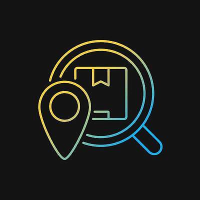 EPS 해외이미지 일러스트 돋보기 사람없음 파란색 빛 상자 노란색 배송 네온 위치 그라데이션 네온아트 해외일러스트 컬러 파일형식 벡터 이미지허브