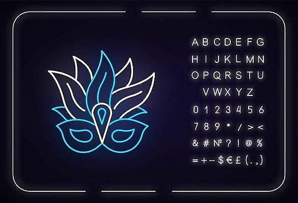 EPS 해외이미지 알파벳 선 백그라운드 일러스트 가면 타이포그라피 사람없음 화려 심볼 네온 형광등 가면무도회 해외일러스트 문자 영어 컨셉 전등 무도회 파일형식 벡터 이미지허브