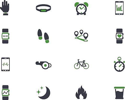 EPS 해외이미지 일러스트 그래프 사람없음 초록색 스마트폰 세트 픽토그램 자전거 검은색 달 발자국 호루라기 탁상시계 위치 손모양 타이머 스톱워치 스마트워치 해외일러스트 자연요소 모양 시계 컬러 자국 핸드폰 스마트기기 바이크 웨어러블 파일형식 벡터 손_신체부위 이미지허브