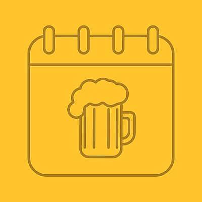 EPS 해외이미지 디자인 라인일러스트 일러스트 맥주 사람없음 노란색 달력 플랫 맥주잔 페이지 해외일러스트 컬러 술잔 주류 파일형식 벡터 이미지허브