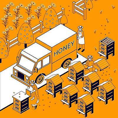 EPS 해외이미지 전신 나무 남자 꽃 일러스트 서기 들기 상반신 성인 세명 울타리 농장 농사 주황색 트럭 농부 벌집 양봉 양봉업 양봉장 얼굴없음 성인남자만 해외일러스트 식물 직업 컬러 농업 모션 자동차 사람 담장 남자만 성인만 파일형식 벡터 이미지허브