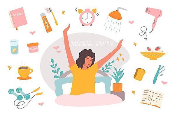 EPS 해외이미지 디자인 여자 행복 얼굴 음료 백그라운드 컨셉 일러스트 아침 휴식 주택 실내 건강 사람 성인 일상 세트 운동 침실 방 욕실 침대 붓 잠 아침식사 만화 피부관리 고립 돌봄 샤워실 위생관리 해외일러스트 주간 감정 가구 모션 관리 내부 건물 라이프 신체부위 뷰티 식사 샤워시설 파일형식 벡터 이미지허브