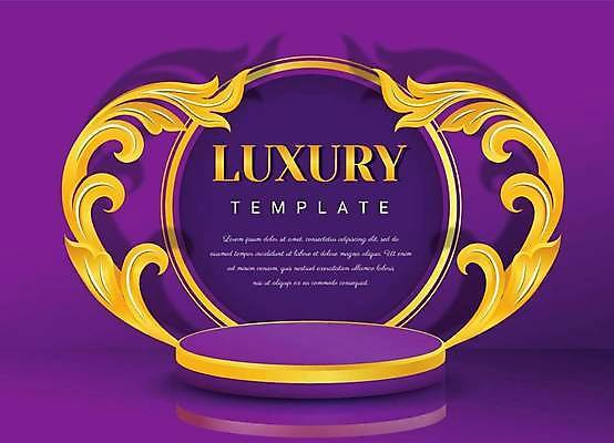 EPS 해외이미지 일러스트 프레임 그림자 사람없음 반사 보라색 금색 원형 고급 테두리 단상 포디움 해외일러스트 도형 컬러 컨셉 무대 파일형식 벡터 이미지허브