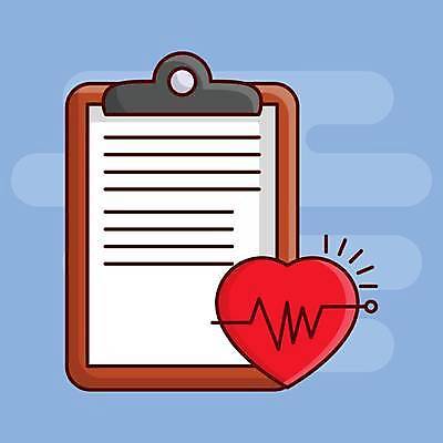 EPS 해외이미지 일러스트 의학 사람없음 하트 맥박 서류판 해외일러스트 모양 사무용품 파일형식 벡터 이미지허브