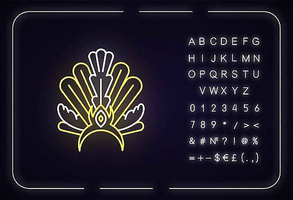 EPS 해외이미지 전통 알파벳 선 백그라운드 일러스트 타이포그라피 사람없음 머리띠 화려 심볼 깃털 네온 형광등 브라질 해외일러스트 문자 영어 컨셉 장신구 전등 남아메리카 파일형식 벡터 이미지허브