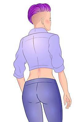 EPS 해외이미지 헤어스타일 여자 일러스트 사람 성인 유행 재킷 흰색 청바지 이발 자르기 사인 성별 동성애자 고립 오리엔테이션 스타일 성소수자 해외일러스트 컬러 바지 모션 외투 파일형식 벡터 이미지허브