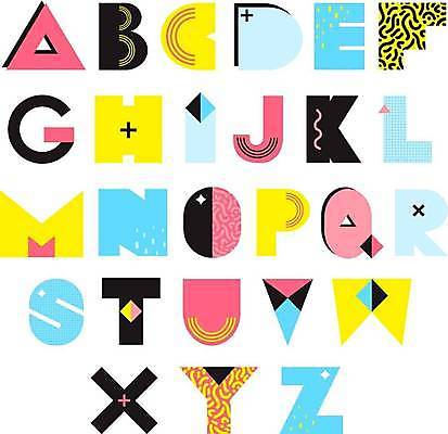 EPS 해외이미지 디자인 알파벳 영어 곡선 일러스트 대문자 타이포그라피 사람없음 세트 컬러풀 플랫 조합형타이포 멤피스디자인 해외일러스트 문자 선 컬러 파일형식 벡터 이미지허브