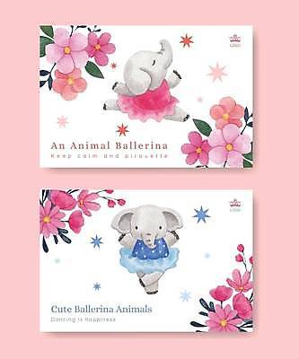 EPS 해외이미지 캐릭터 꽃 분홍색 일러스트 코끼리 사람없음 발레리나 발레복 해외일러스트 일러캐릭터 식물 옷 컬러 포유류 발레 파일형식 벡터 이미지허브
