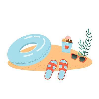 EPS 해외이미지 식물 디자인 일러스트 사람없음 모래사장 선글라스 샌들 감성 튜브 컵아이스크림 해외일러스트 안경 바다 신발 컨셉 아이스크림 파일형식 벡터 이미지허브