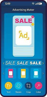 EPS 해외이미지 편집 일러스트 모바일 사람없음 파란색 스마트폰 세일 어플리케이션 제조 홍보물 온라인쇼핑 광고편집 UI 마케팅 온라인몰 인터페이스 해외일러스트 컬러 핸드폰 스마트기기 쇼핑 온라인 파일형식 벡터 이미지허브