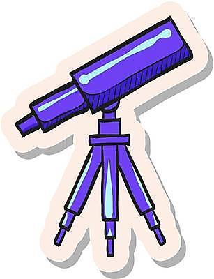 EPS 해외이미지 스티커 일러스트 사람없음 보라색 망원경 심볼 해외일러스트 컬러 파일형식 벡터 이미지허브