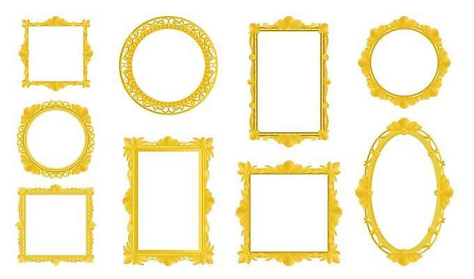 EPS 해외이미지 디자인 일러스트 프레임 사람없음 세트 금색 바로크 빅토리아 해외일러스트 컬러 파일형식 벡터 이미지허브